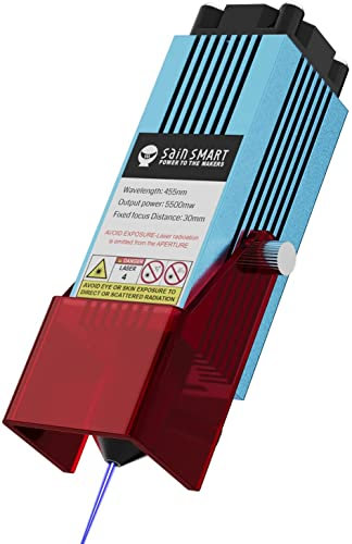 Genmitsu Módulo láser de enfoque fijo de 5,5 W con boquilla de aire, 0,1 mm x 0,1 mm para Genmitsu 3018-PRO, 3018-PROVer, 3018-PROVER V2, 3020-PRO MAX CNC fresadora/grabadora