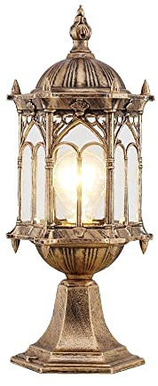 WFZRXFC E27 Aluminium Säule Post Licht Laterne American Vintage Classic Garten Licht Säule Lampe Quadratische Säule Licht wasserdichte Villa Gartentor Licht Beleuchtung