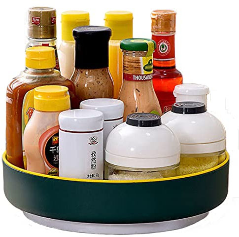 Kaxich Kitchen Organizer 2in1 Lazy Susan Turntable Cupboard Storage 360° Rotatable Spice Rack for Cabinets, Pantry, Bathroom, Refrigerator
