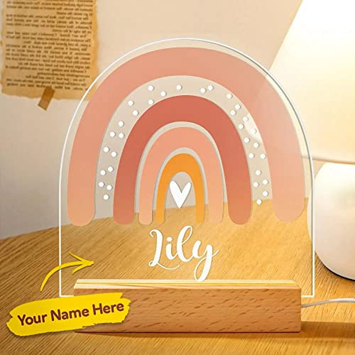 VEELU Nachtlicht Kinder Personalisierte LED Lampe Regenbogen Geschenke Baby mit Name Arcyl Nachtlampe Raumdekoration Geschenk für Mädchen Junge Kinder Geburtstagsgeschenk