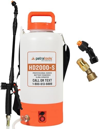 PetraTools 2 Gallon Battery Powered Sprayer - HD2000-S Electric Lawn and Garden Sprayer With Easy-to-Carry Strap, Long Battery Life - Weed Sprayer