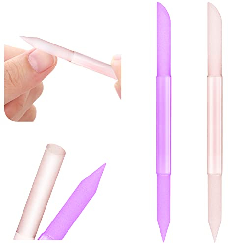 Sibba Lima per cuticole in vetro double face, per manicure, per manicure, per superfici abrasive, set da 2 pezzi, rosa viola