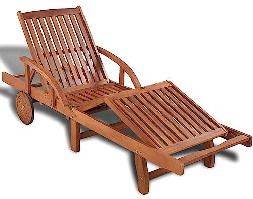 Homgoday Sonnenliege aus Holz Verstellbar in 5 Positionen Gartenliege Liegestuhl Balkonliege Strandliege Relaxliege Terrassenliege für Balkon Garten Terrasse