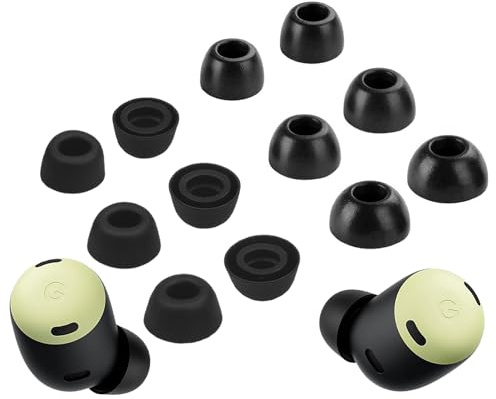 A-Focus Pixel Buds Pro Ohrstöpsel aus Memory-Schaum und Silikon, weich, bequem, kompatibel mit Google Pixel Buds Pro 126724, Schwarz, 6 Paar