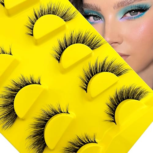 3D Faux cils œil de chat, Cat-Eye naturel Extensions de cils artificiels, Fox Eye Faux cils artificiels aspect naturel, 5 paires réutilisables Faux cils de Mink légers(Mao-8)