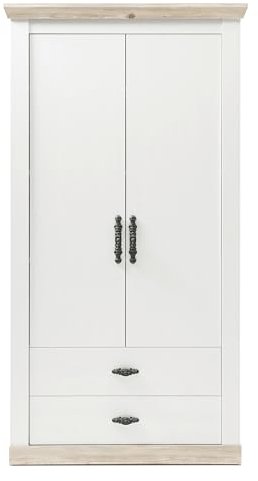 Garderobenschrank in Pinie weiß und Oslo Pinie Landhaus Garderobe großer Schuhschrank Hochschrank Flurgarderobe Garderobenmöbel 107 x 201 cm Rovola (Schrank 3)