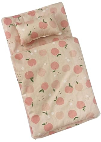 perfk Puppenbettwäsche-Set, inklusive Matratzen-Steppkissen, Bedruckt, Rollenspielzeug, Valentinstagsgeschenke für Puppenwiegen, Puppenbetten, Zubehör, Rosa
