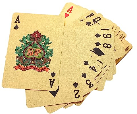 DRESSOOS Poker Spielkarten PVC Langlebig Goldfarbenes Kartenspiel Für Partys Familie Poker Bridge Karten