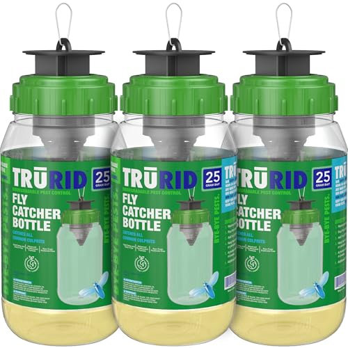 Lot de 3 pièges à mouches réutilisables à suspendre pour l'extérieur - Ajoutez de l'eau pour attraper les mouches de la maison et des chevaux dans le jardin, la cour et la grange, piège transparent de