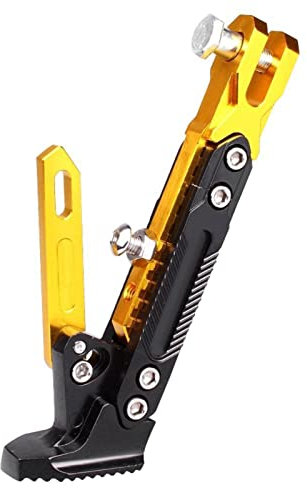 Universal Motorrad Seitenständer, Metall Rutschfeste Motorrad Kickstand Verstellbare Fußstütze Parkbein Ständer für Motorroller, Elektrofahrräder(Gold)