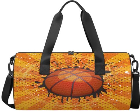Yzrwebo Turnbeutel mit Basketball-Muster, rund, für Damen und Herren, Sport, Basketball, kleine Sporttasche, Yoga, Ballett, Tanz, Gymnastik, Reisetasche, Camping, Wochenende, Handgepäcktasche,