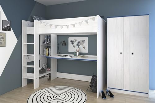 möbelando Jugendzimmer-Set >Smoozy 4< in Kiefer Weiss (Nachbildung)