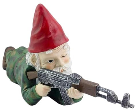 Monozoz Gartenzwergstatue,Lustige Gartenzwerge | Kampfzwerg-Skulptur aus Kunstharz - Wetterbeständige Zwergenfigur als Dekoration für Innenhof, Rasen, Schlafzimmer, Arbeitszimmer, Garten