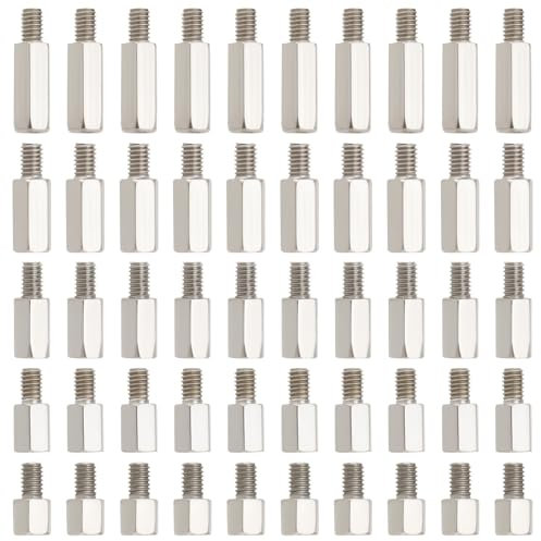 YINETTECH 50 Pcs de Goujons Filetés M4 Mâle à Femelle 6+6Mm 8+6Mm 10+6Mm 12+6Mm 15+6Mm PCB Pilier Long Hexagonal en Acier Au Carbone Nickelé Goujons D'espacement