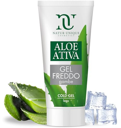 Aloe Vera Gel Beine Eis-Effekt | Beincreme mit Kalteffekt mit 6617 Polysaccharide | Beincreme 99% natürliche Aloe Vera | Dermatologisch getestet | Natur Unique 100ml