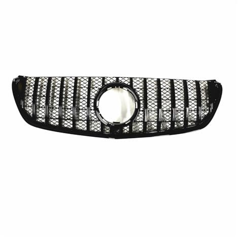 Doppelsteg Nieren Vorne Grill Grill Kühlergrill GT R Style Schwarz/Silber Auto Oberer Stoßfänger Haubengitter Mit Kameraloch Für Benz W447 V Klasse 2016 2017 2018 2019 2020 2021 Grill Front(Schwarz)