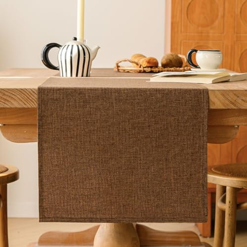 Runner da Tavolo Marrone Primavera Moderno Lavabile Decorazione da Tavolo Runner da Tavolo in Stile Country da Cucina Decorazione per Feste di Compleanno di Nozze 40x180 cm