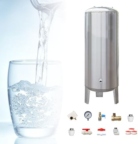 guoyjmm Druckbehälter-Druckkessel 60 100 160 200 250 300 L, Edelstahl Keller/Küchen Drucktanks Für Brunnenpumpen, Vertikale Trinkwasser-Behälter, 220V,100L/26.4Gal-40x90cm