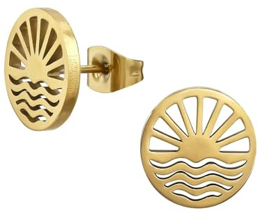 Monkimau Sonne Kinder Ohrringe Chirurgenstahl | Edelstahl Hypoallergen Kinderohrringe | Mädchen Schmuck Geschenk Geschenkidee