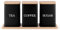 Ehc Tea, Coffee, Sugar, Canister Set, Storage Canister Set with Tray - Easy to Open Airtight Lids - Storage Tea, Sugar, & Coffee - Set of 3 Canisters, Black