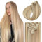 Sunya Clip in Extensions Echthaar Aschblond Mit Platinblond Invisible Echt Haar Extension Clip in 35cm 7 Pcs 70g/Pack Semaless Glattes Haar