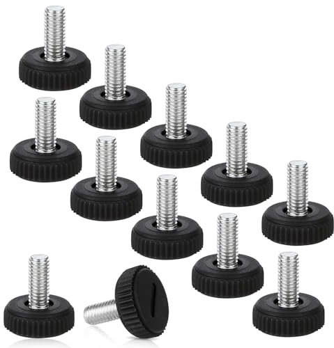 12 Stück Verstellbare Möbelfüße M6 Stellfüße Höhenverstellbare Füße Schwarz Nivellierfüße Tischbein Verlängerung Schraubfüße für Möbel Sofa Tisch Schrankbeine (M6x20mm)