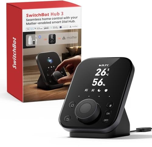 SwitchBot Hub 3, Centro Domotica Intelligente con Termometro WiFi e Igrometro, Supporta Matter, Telecomando Universale IR/Bluetooth, Controllo a Distanza, Supporta con Alexa/HomeKit/Google Home/IFTTT