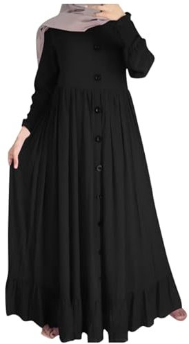 Sommerkleid Damen Leinen Gebetskleidung Muslimisches Gebet Abaya Muslim Lang Gebetskleid Einteilig Ohne Kopftuch Muslimische Kleider Elegant Hochzeit Islamische Frauen Modern Langarm One-Piece