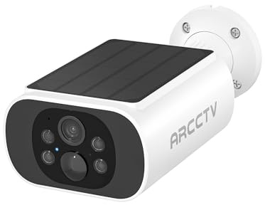ARCCTV - Wireless Outdoor Solar Security Camera, 4MP with Battery and Built-in Solar Panel, PIR Motion Sensor, 2.4G/5G Dual Band WiFi