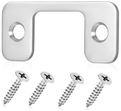 NUOBESTY cerradura de puerta abatible mechón de la puerta hogar puertas placa de seguridad exterior cochera para plato de pestillo placas de puerta de acero inoxidable placa de golpe Plata