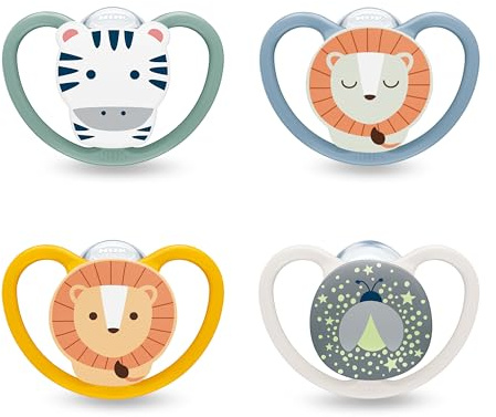 NUK Perfect Match Air Day & Night Baby-Schnuller | 6-12 Monate | Leuchtende Schnuller, die Luftzirkulation fördern & Speichelrash verhindern | 95% Baby-Akzeptanz** | Sortiert | 4 Stück