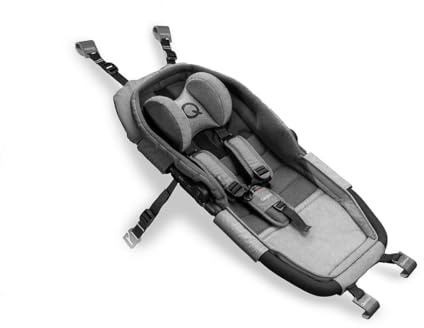 Babyhängematte mit Sicherheitsrahmen für Fahrradanhänger und Kindersportwagen, Babysitz ergonomisch, 5-Punkt-Gurt Smart-Lock, atmungsaktiv, Liegehängematte Grau