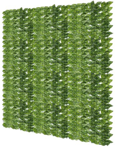 Mantigositeen Künstliche Efeu Wassermelonenblatt Hecke Sichtschutz,Efeu Sichtschutz 200 * 300cm,Sichtschutzzaun, Rolle,Efeublätter eignet Sich perfekt für Terrassenbereiche im Freien