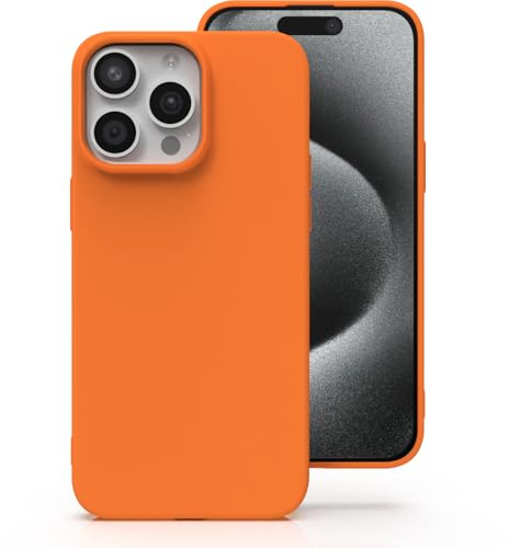 Zuvirelx Silicone Case for iPhone 15 Pro - Orange | Thin, Non-Slip, Soft Grip, Minimalist, Shockproof, Pocket-Friendly