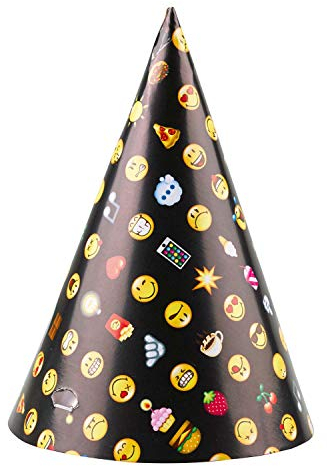 Amscan 9901296 - Partyhüte Smileys, 8 Stück, Größe 16,1 cm, mit Gummiband, Papierhut, Hut, Kappe, Accessoire, Emoticons, Zeichen, Gesicht, Kopfbedeckung, Kinderparty, Geburtstag, Karneval