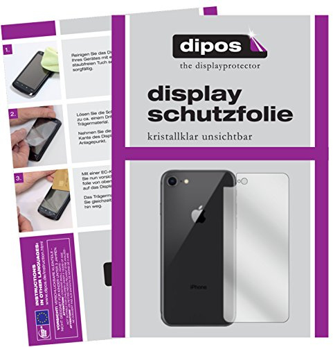 dipos 2x Displayschutzfolie klar für Apple iPhone 8 Rückseite | Passt perfekt, Ultra-Dünn, kratzfest, blasenfrei, Case-Friendly, hüllenfreundlich, Fingerprint-kompatibel, selbstklebend