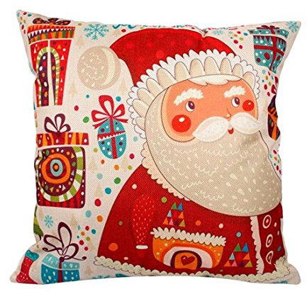 2 Pcs Weihnachten Kissenbezug Vintage Sofa Bett Deko Kissen Cover Leinen 45x45 CM Weihnachtsmann