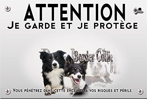 Pets-easy Panneau Attention au chien border collie