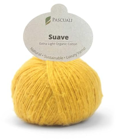 Pascuali Suave | Strickwolle aus 100% Bio Baumwolle, zum Stricken und Häkeln, Farbe:Currry 80