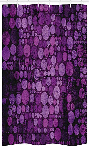 ABAKUHAUS Indigo Rideau de Douche Stalle, Cercles Grunge Vintage, Ensemble de Salle de Bain en Tissu en Crochets, 120 x 180 cm, Aubergine Violet