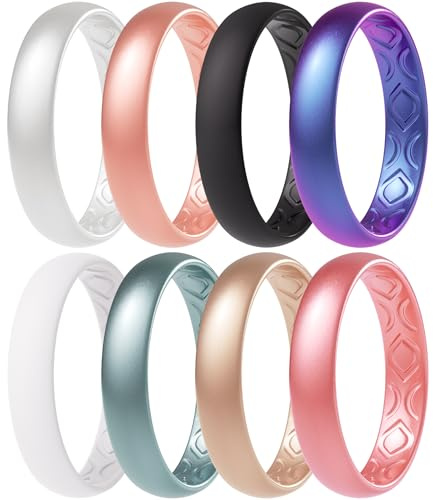 ThunderFit Eternity Silicone Breathable Wedding Ring for Women Anniversary 4mm Wide 0.3cm Thick 12 Rings 8 Rings 4 Rings 1 Ring