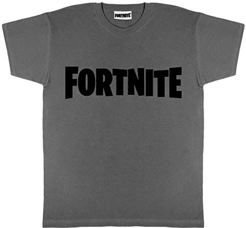 Fortnite Text Logo Herren T-Shirt Holzkohle XL | S-XXL, Gamer Xbox PS4 PS5 Switch Classic Crew Neck Graphic T-Stück, Geburtstagsgeschenkidee für Jungs, für Zuhause Oder Fitnessstudio