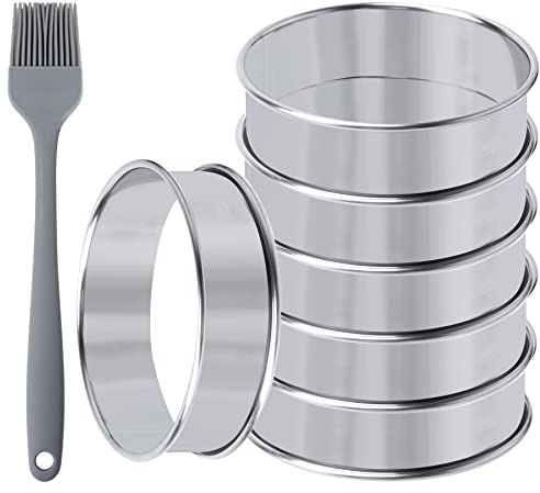 6 Stück Englische Muffins Ringe, 8,9 cm Edelstahl Crumpet Muffin Tart Ringe Formen doppelt gerollt, Crumpet Muffin Backen Kochen Ringe Antihaft-Metall Runde Ringformen