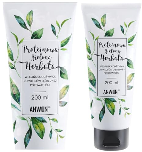 Anwen Proteinowa zielona herbata Odżywka do włosów o średniej i niskiej porowatości 200 ml