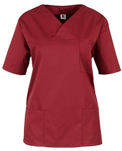 beb Basic Unisex Kasack Kurzarm Weinrot 65% Polyester 35% Baumwolle Damen Herren Größe XL