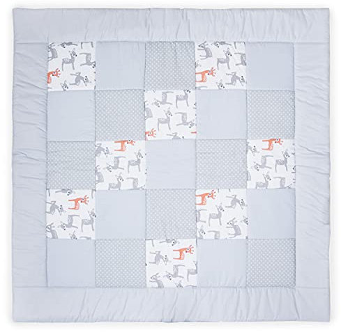 Amilian Baby Krabbeldecke Patchworkdecke als Geschenk Spieldecke Laufgittereinlage Decke Kuscheldecke Spielmatte Kinder Matte Baumwolle Erstausstattung Patchwork Krabbelmatte M106 125x125cm