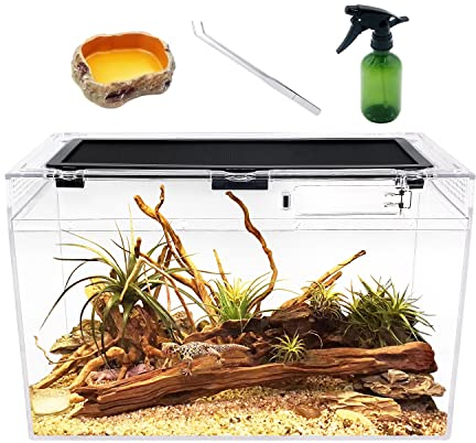 Reptile Growth Terrarium Komplettset, 16 x 8x 10 Faunarium für,Schnecken,Insekten,Wasserschildkröten,Vogelspinnen,Springspinne,Leopard Gecko,Bärtiger Drache ,Frosch,Aquarium,Einsiedlerkrebs