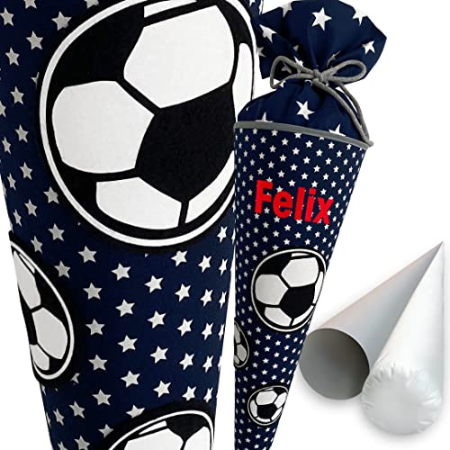 windeltou Fussball-Schultüte | 85 cm | Grosse Schultüte | Stoff, Einschulung, Schulanfang, Zuckertüte