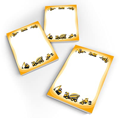 Junapack 12 Mini-Notizblöcke Baustelle Mitgebsel für Kindergeburtstag Gastgeschenke für Jungen / A7-Format