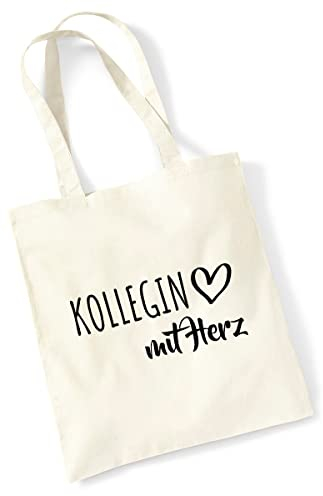 Huuraa Tasche Kollegin mit Herz Geschenk 10 Liter Natural Baumwolle Kollegin Accessoire